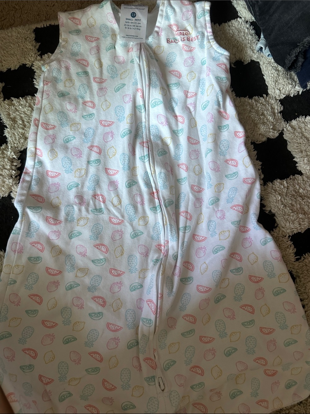 Halo White Sleep Sack with Pastel Fruit Print
